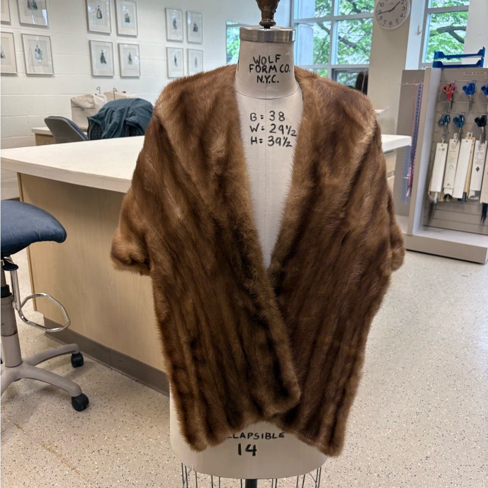 Elegant Brown Real Mink Fur Shawl